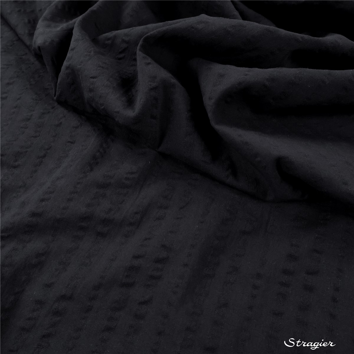 Pure Cotton Seersucker - uni - Noir