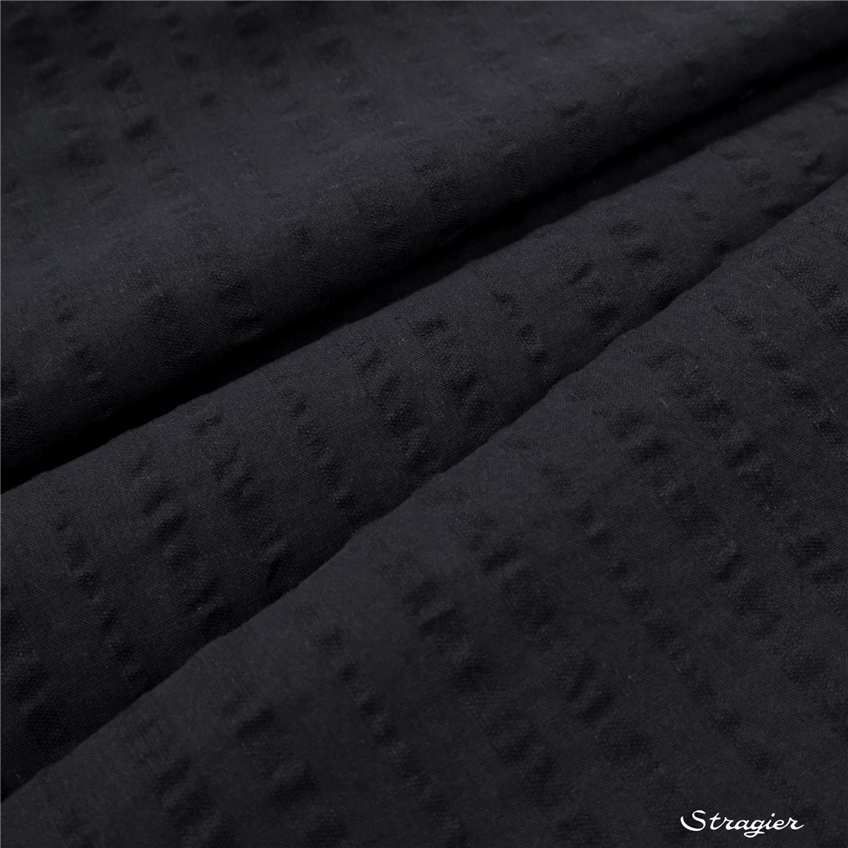 Seersucker Pur Coton - uni - Noir