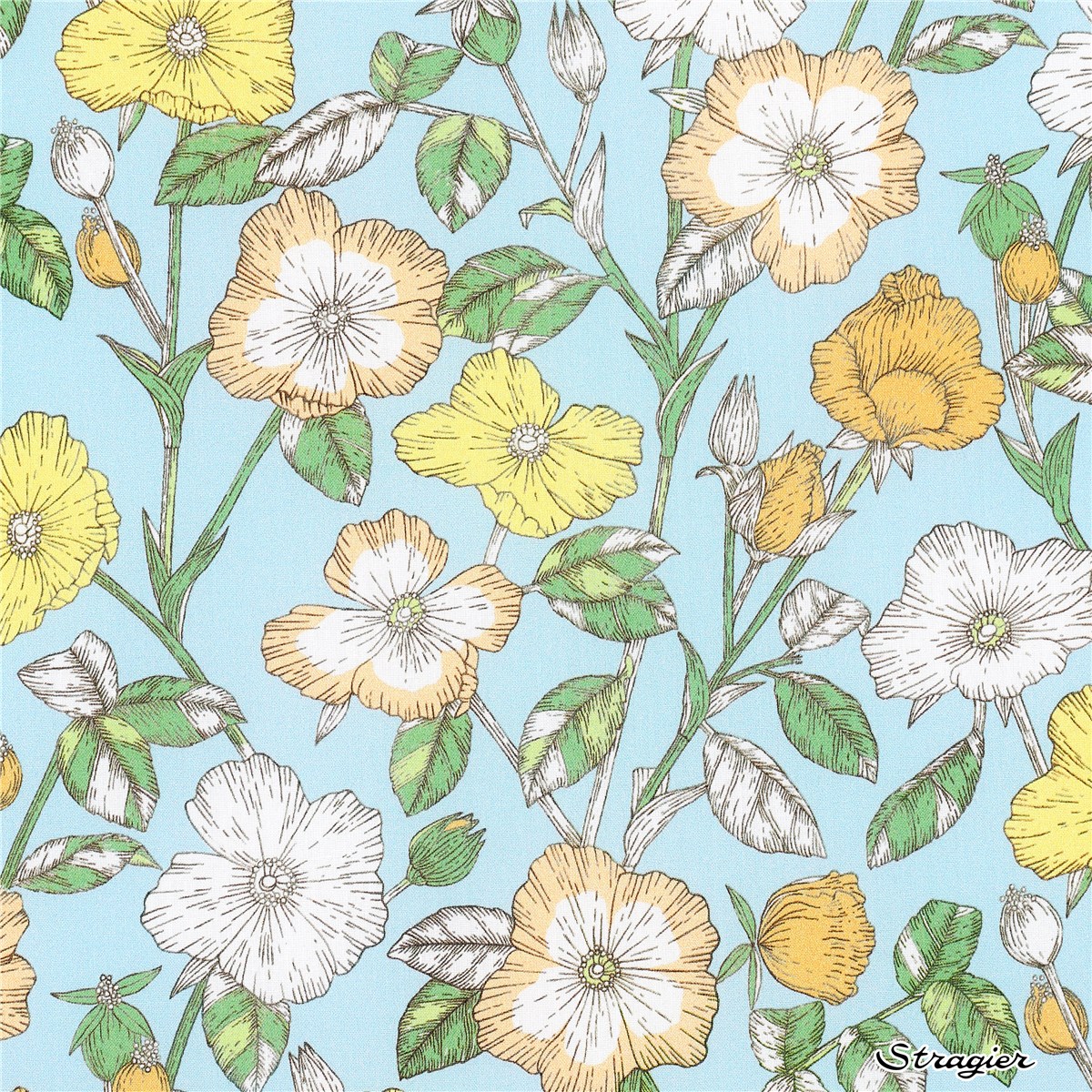 Liberty Tana Lawn BIO - Wild Petals - Bleu Perle