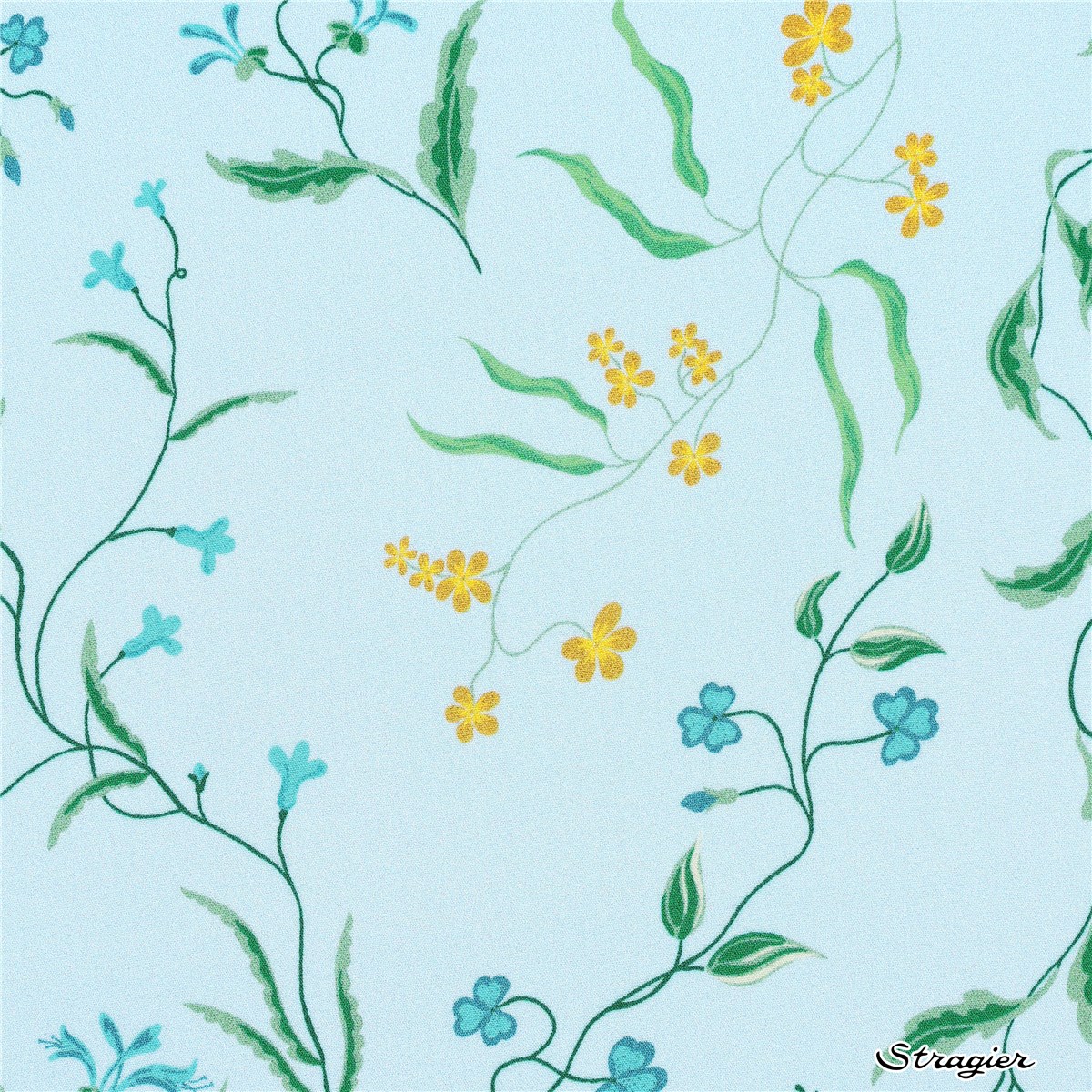Liberty Silk Crepe de Chine - Regal Blossom - Sky