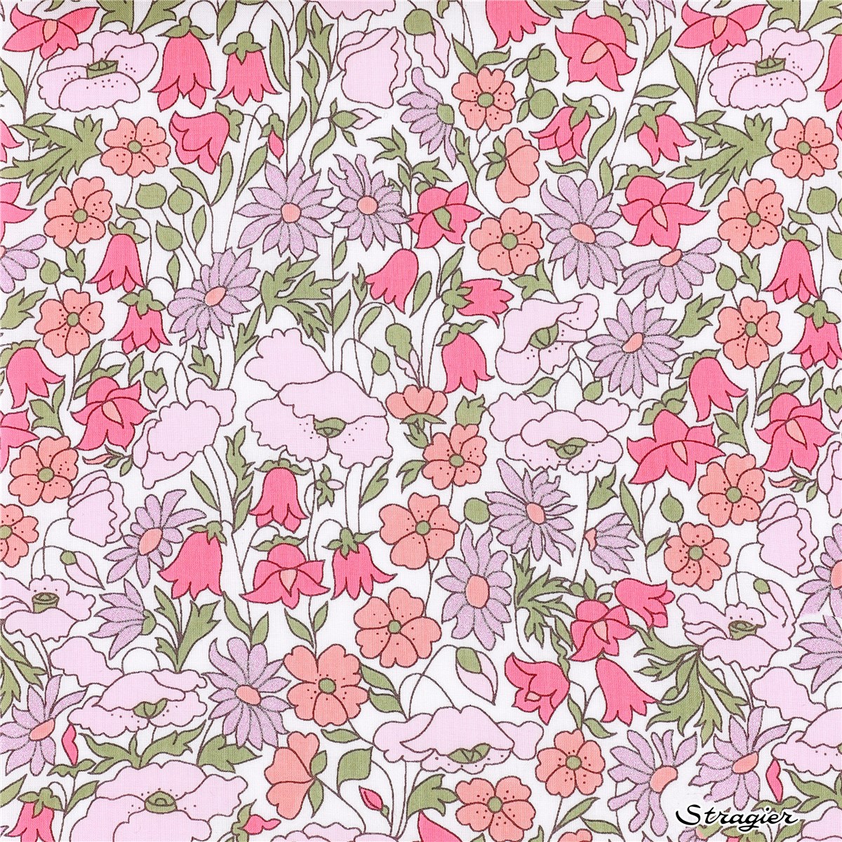 Liberty Tana Lawn - 4095 Poppy and Daisy - Rose scintillant 