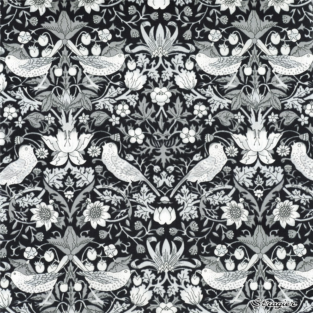 Liberty Tana Lawn - Strawberry thief - Perle Noire