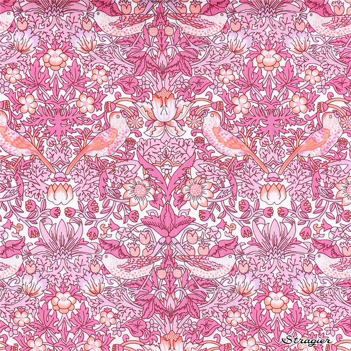 Liberty Tana Lawn - Strawberry Thief Spring - Rose frisson - Pêche