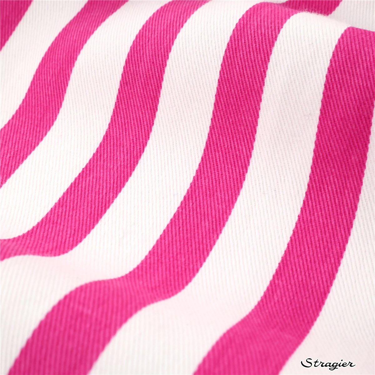 Denim pur coton - Rayures 12mm - Fuchsia
