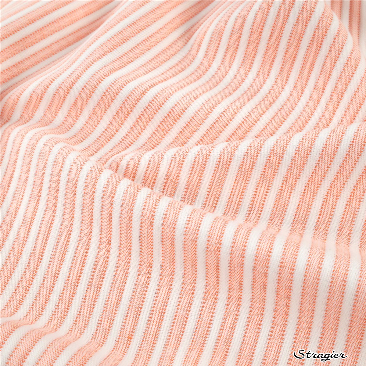 Piqué de Coton - Rayures 4mm - Pêche 