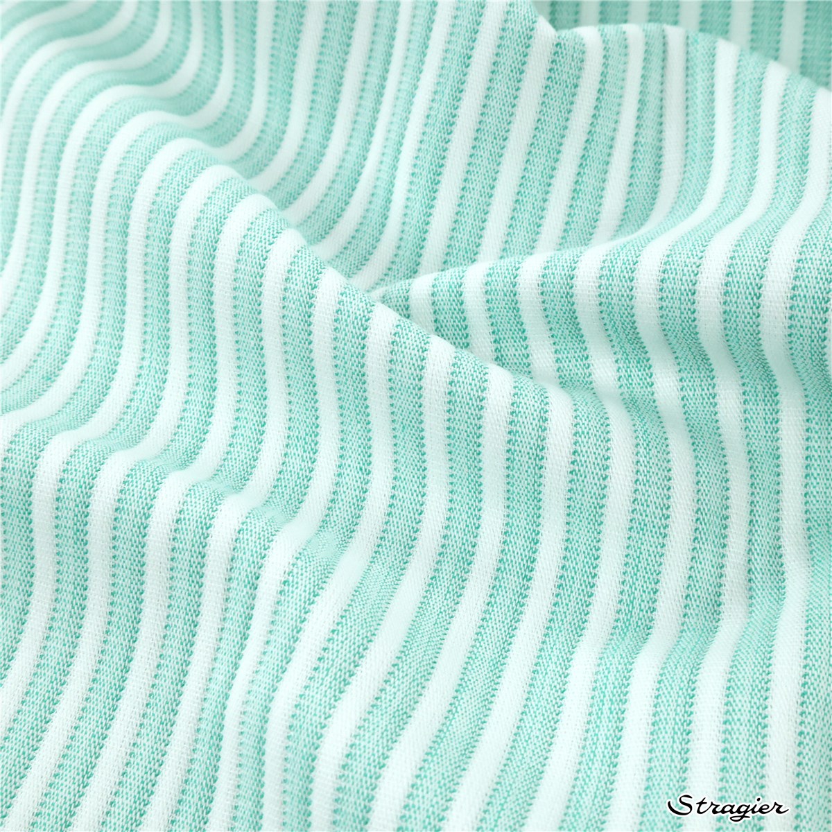 Piqué de Coton - Rayures 4mm - Menthe 