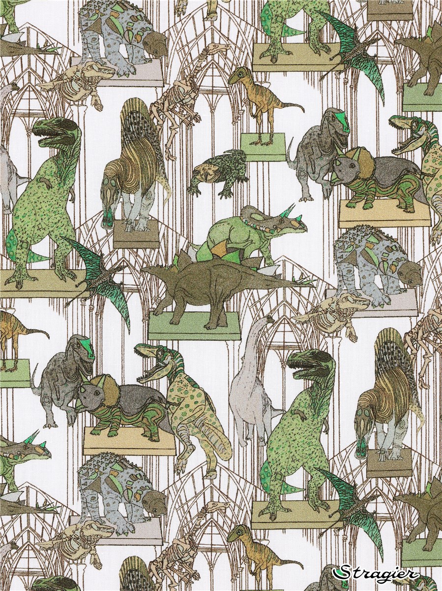 Liberty Tana Lawn BIO - Claws Roars and Dinosaurs - Vert