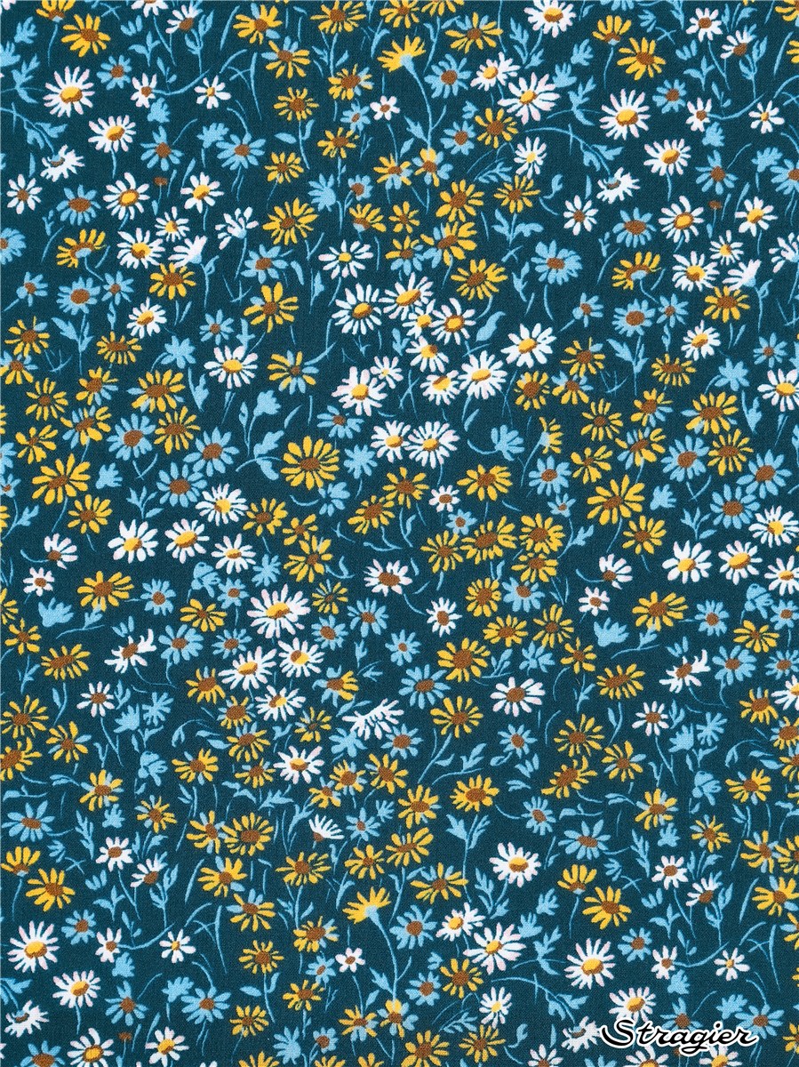 Liberty Tana Lawn - Marguerite - Bleu pétrole