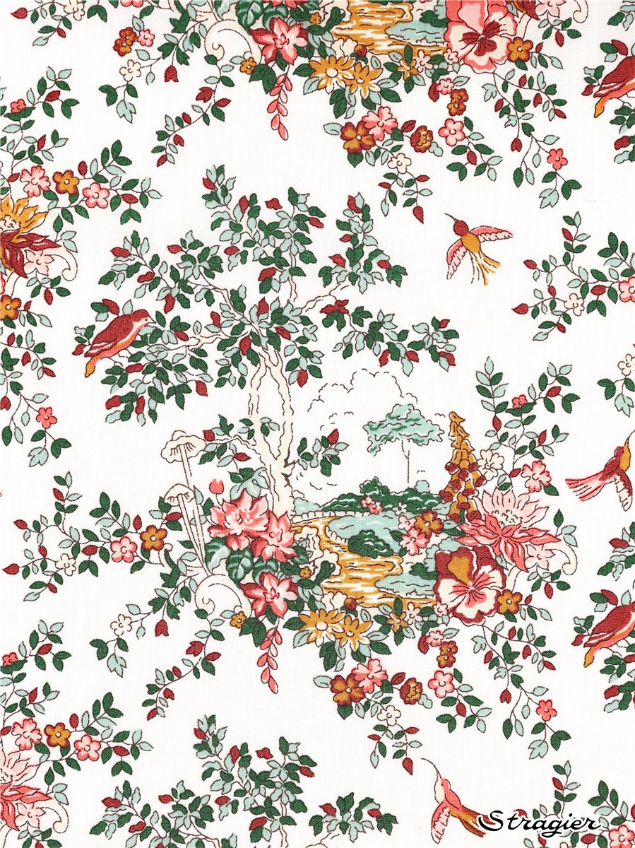 Liberty Tana Lawn - Miniature Wonderland - Vert Bouteille-Terracotta