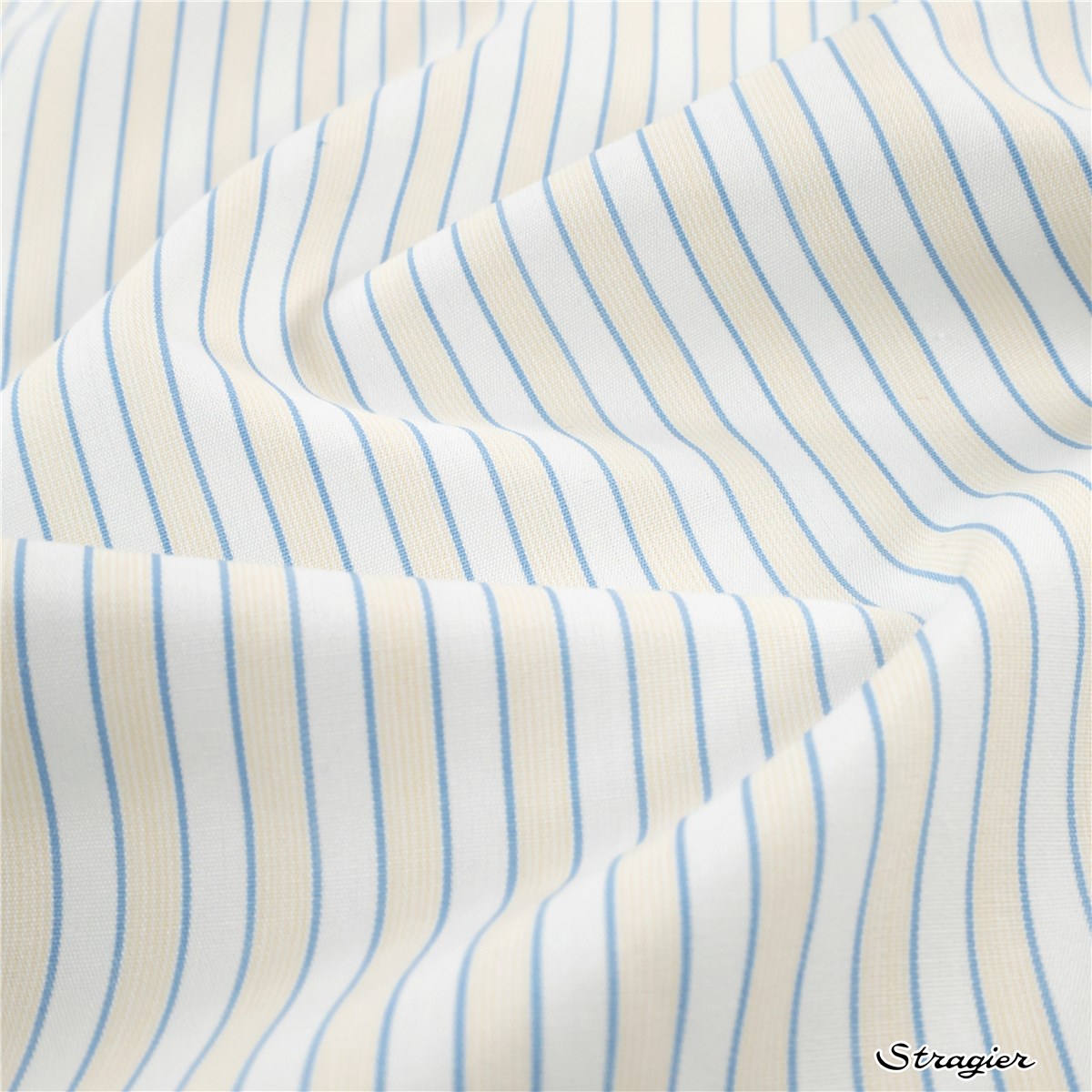Swiss Cotton - Rayures - Vanille-Blanc-Azur