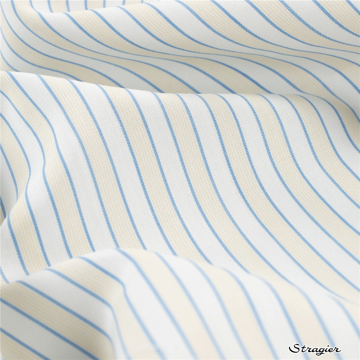 Coton Suisse - Rayures - Vanille-Blanc-Azur
