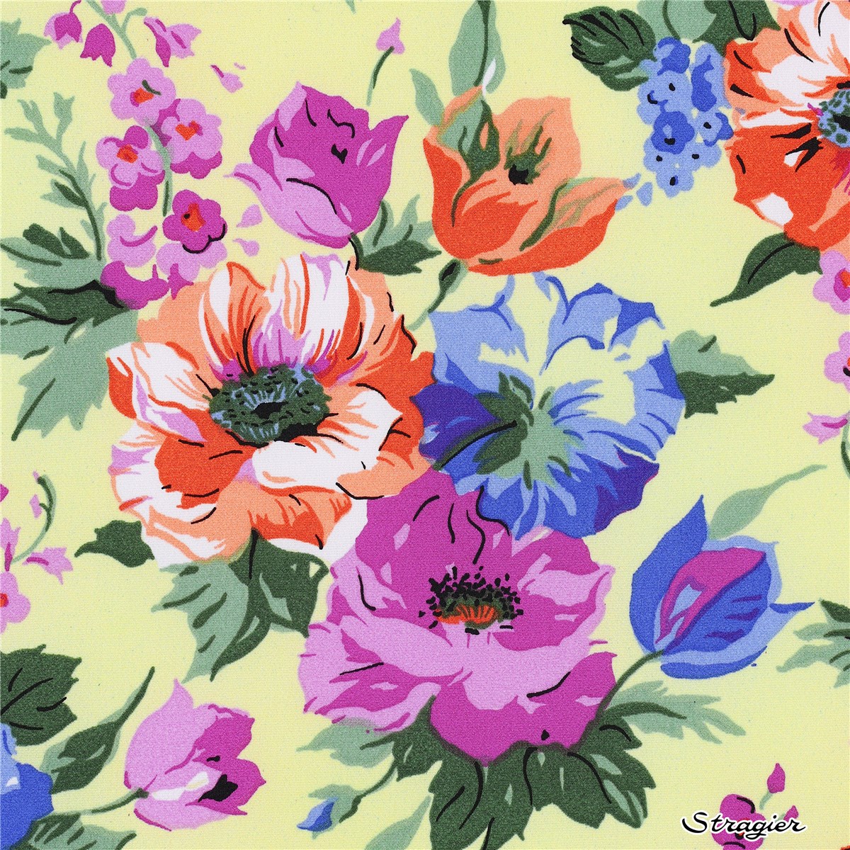 Crepe de Chine - Microfibre - Mirella - Tilleul-Myosotis