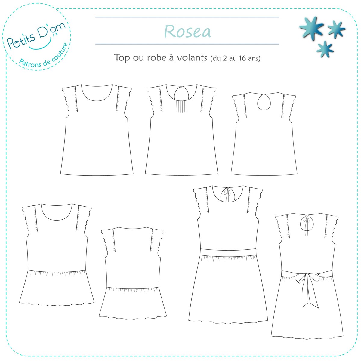 Patron Petits D'om - Robe Rosea - - 2 à 16 ans