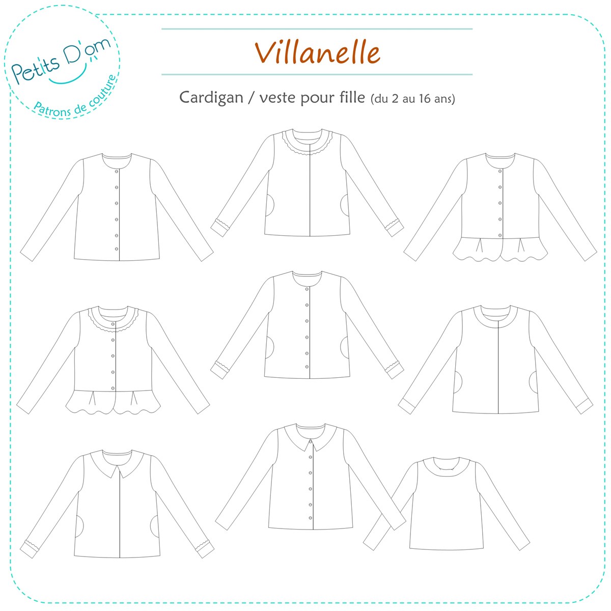 Patron Petits D'om - Veste Villanelle -  - 2 à 16 ans 