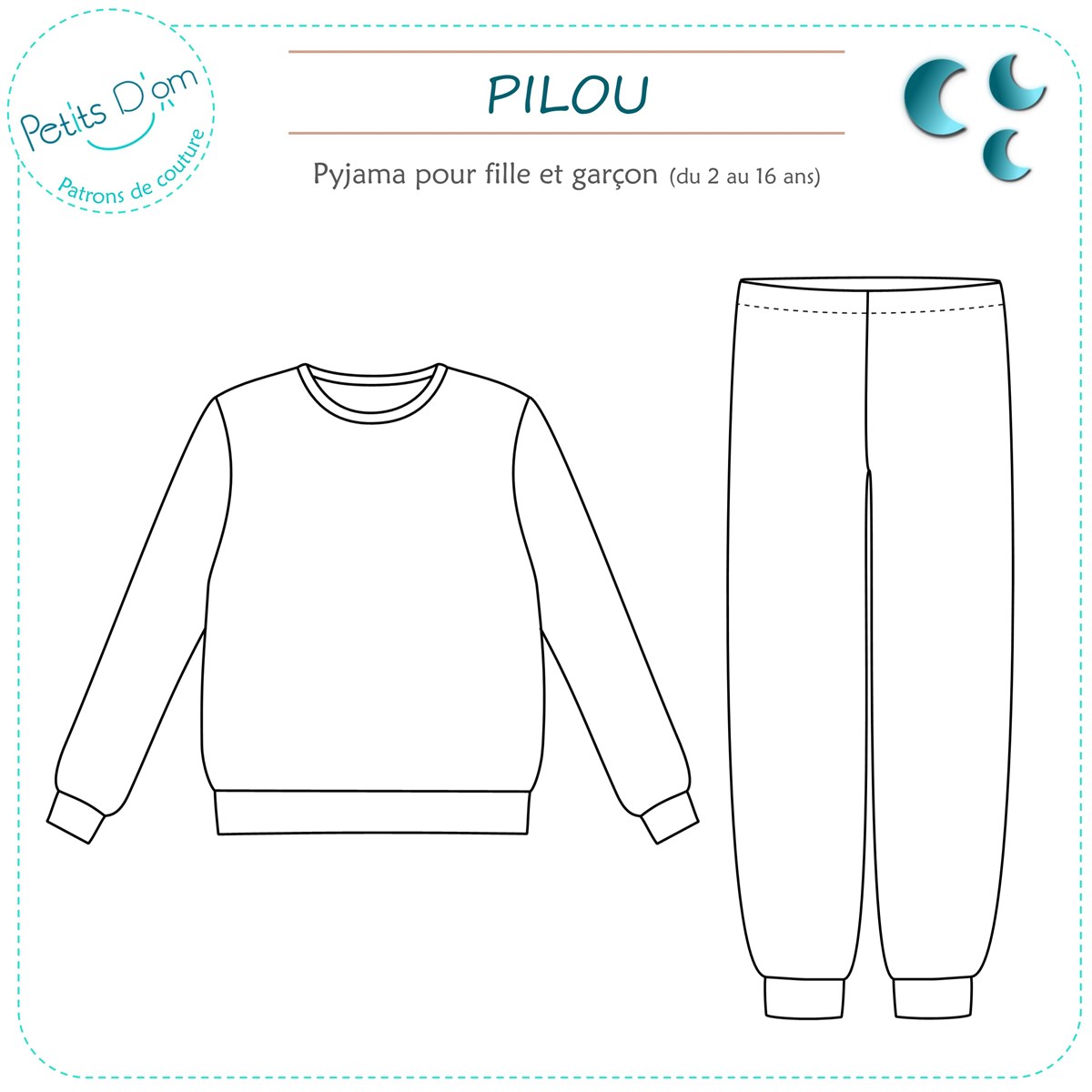 Patron Petits D'om - Pyjama Pilou -  - 2 à 16 ans 