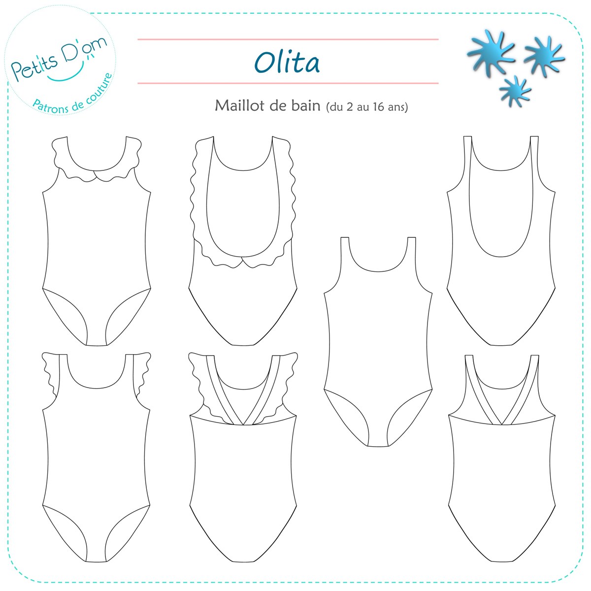 Patron Petits D'om - Maillot de bain Olita - - 2 à 16 ans