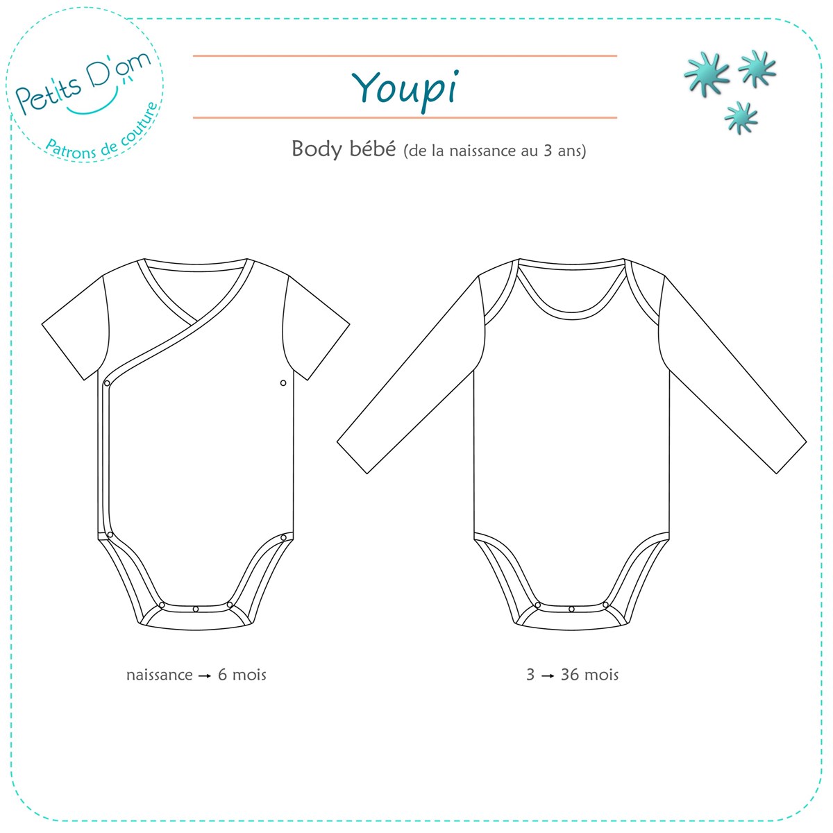 Patron Petits D'om - Body Youpi -  - 0 à 3 ans 