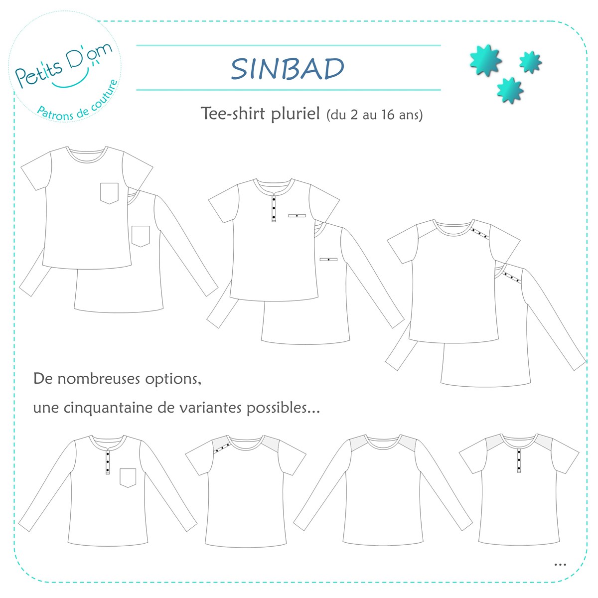Patron Petits D'om - Tee-Shirt Sinbad - - 2 à 16 ans