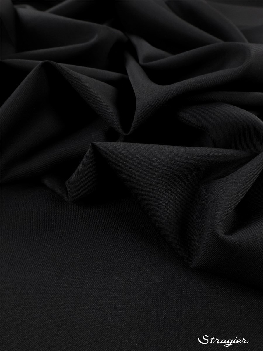Gabardine de laine infroissable - uni - Noir 