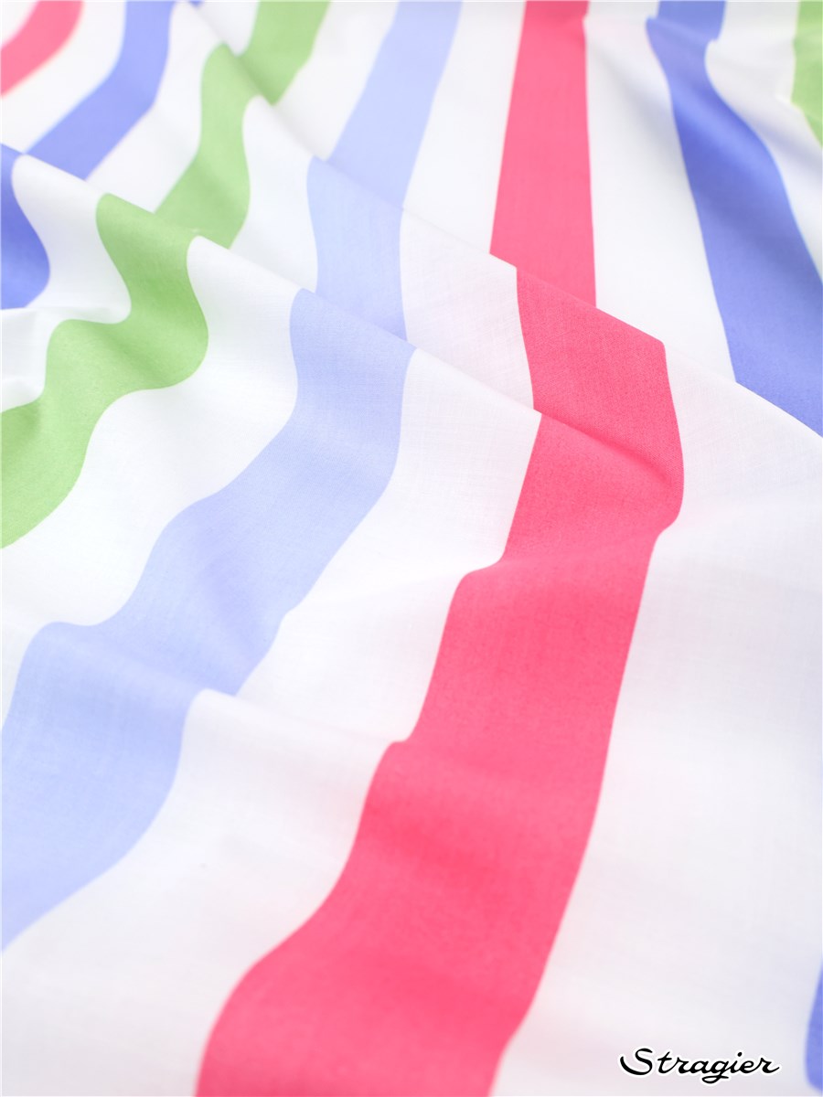 Cotton Poplin - Rayures 40mm - Glacier