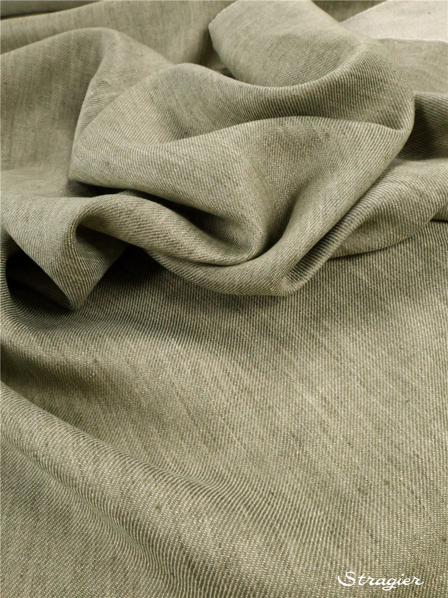 Twill de lin - uni - Vert Saule 