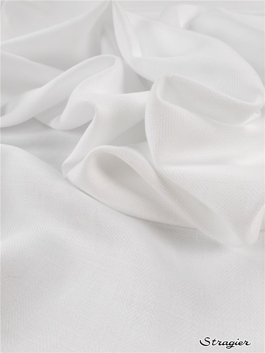 Toile de Lin Soft - Chevrons ton sur ton - Blanc 