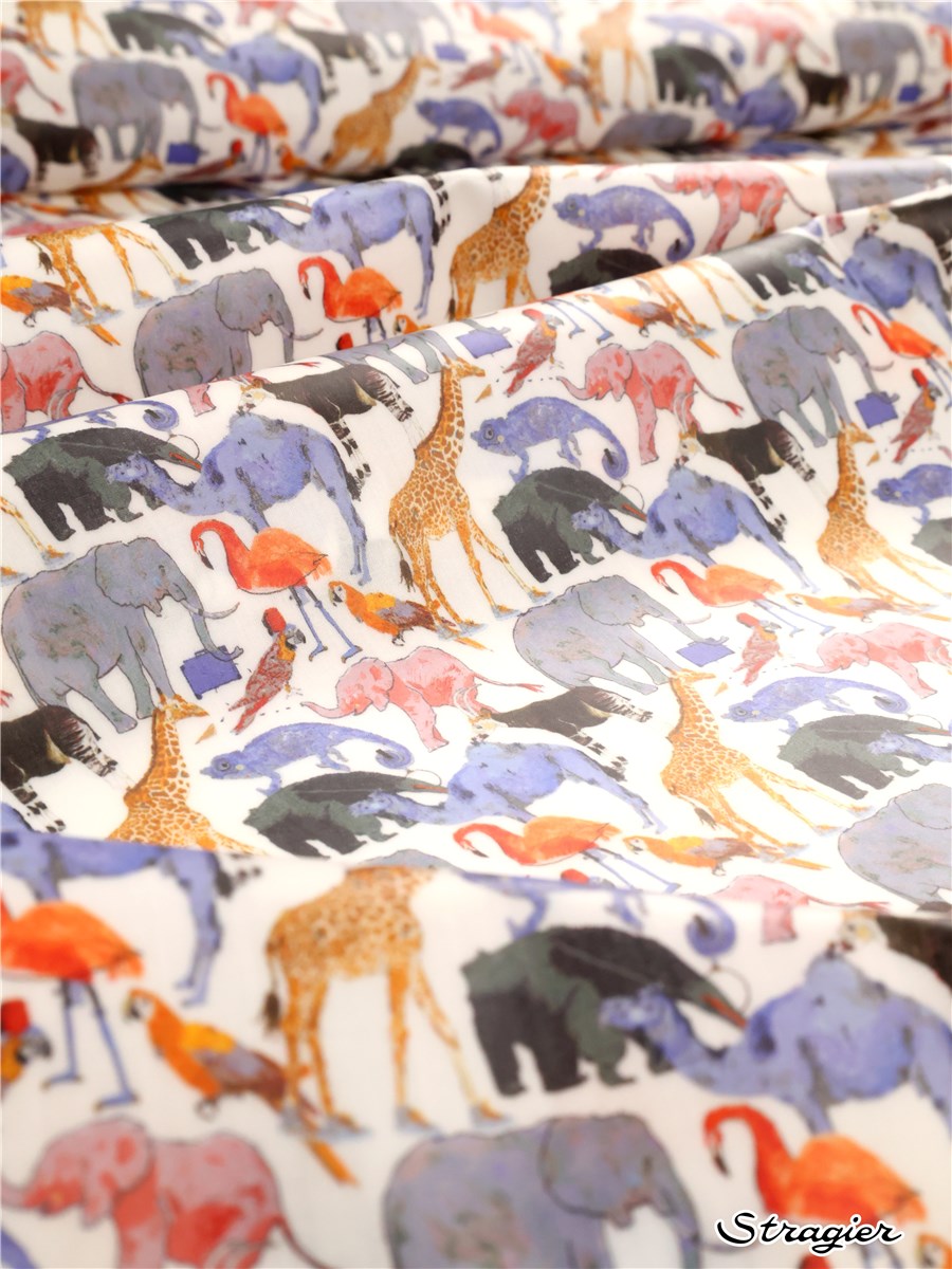 Liberty Enduit Mat - Queue For The Zoo - Mandarine