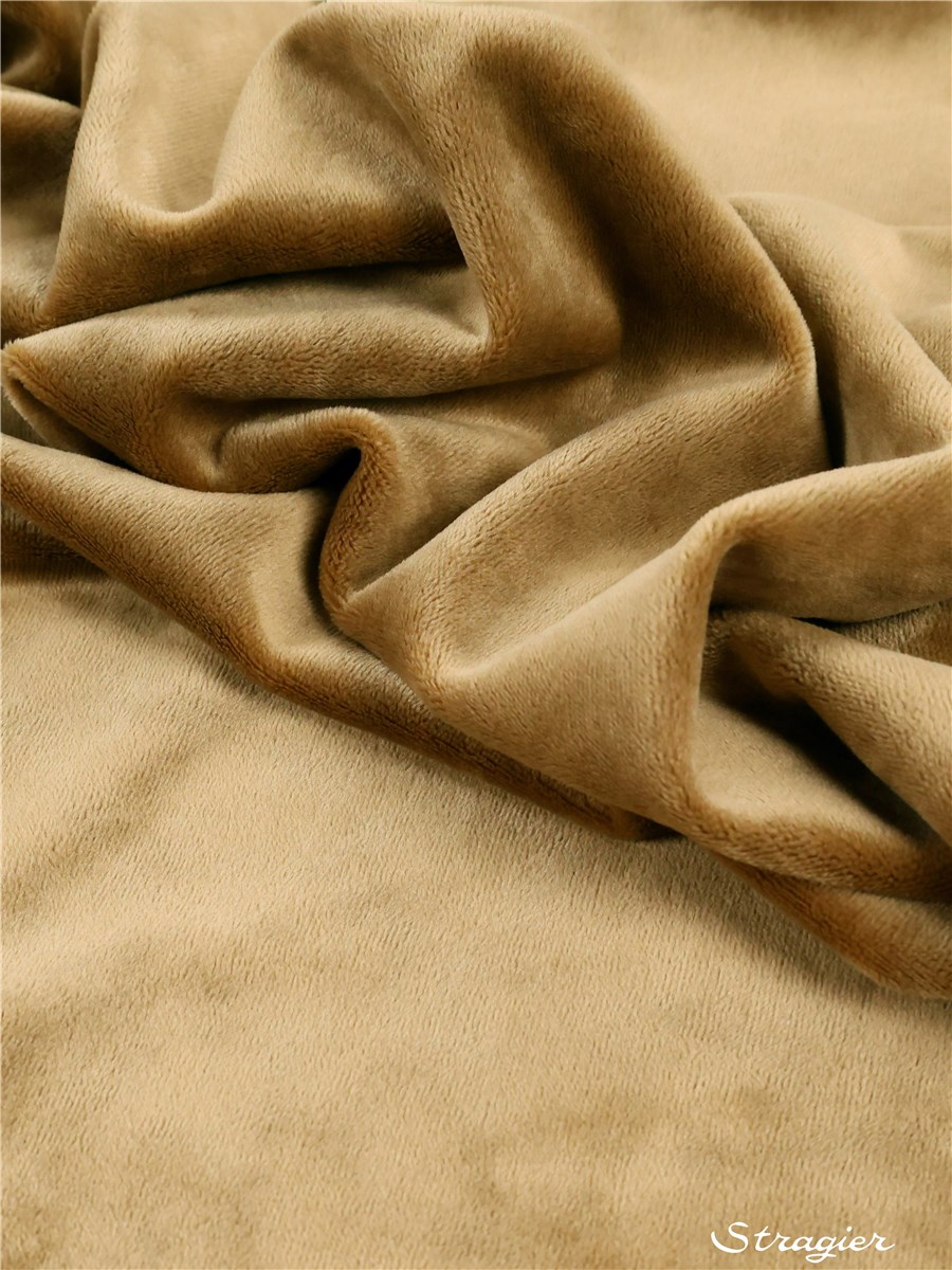 Velours lisse stretch (base maille) - uni - Camel Mordoré 