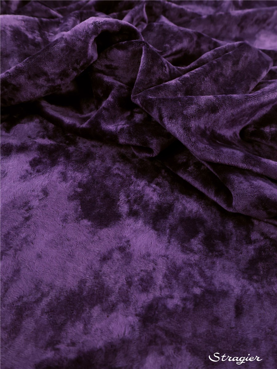Velours lisse stretch (base maille) - uni - Prune 