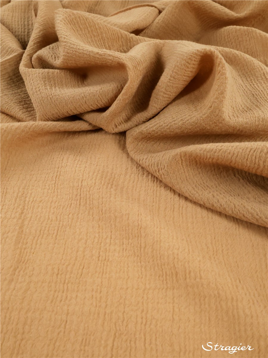 Etamine de Laine crépon - uni - Camel