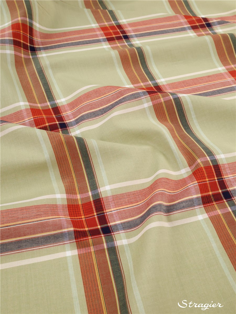 Swiss Cotton - Batiste - Madras 15cm - Sauge-Terracotta