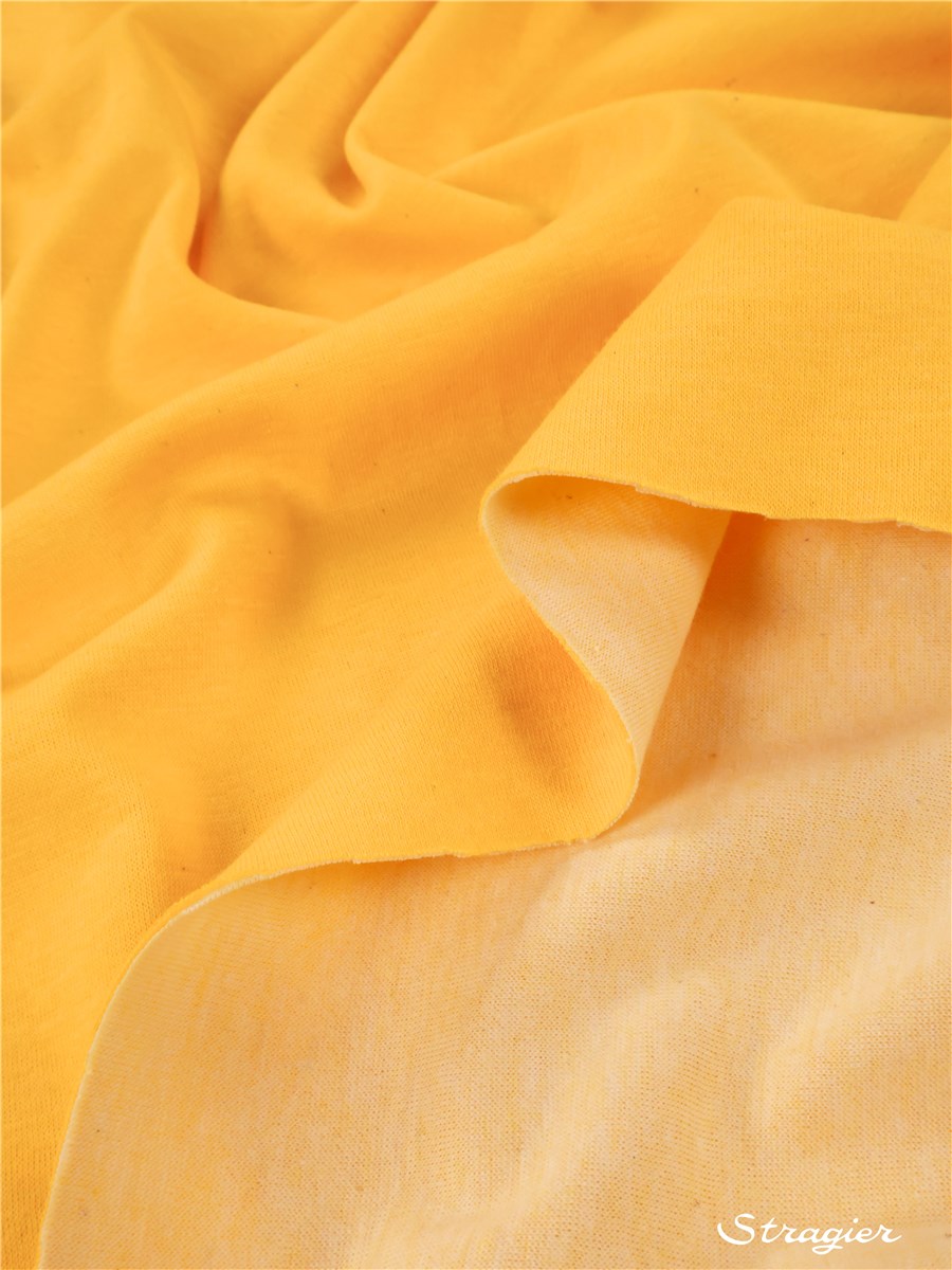 Interlock Coton double face - Uni - Jaune Paille-Jaune Soleil 