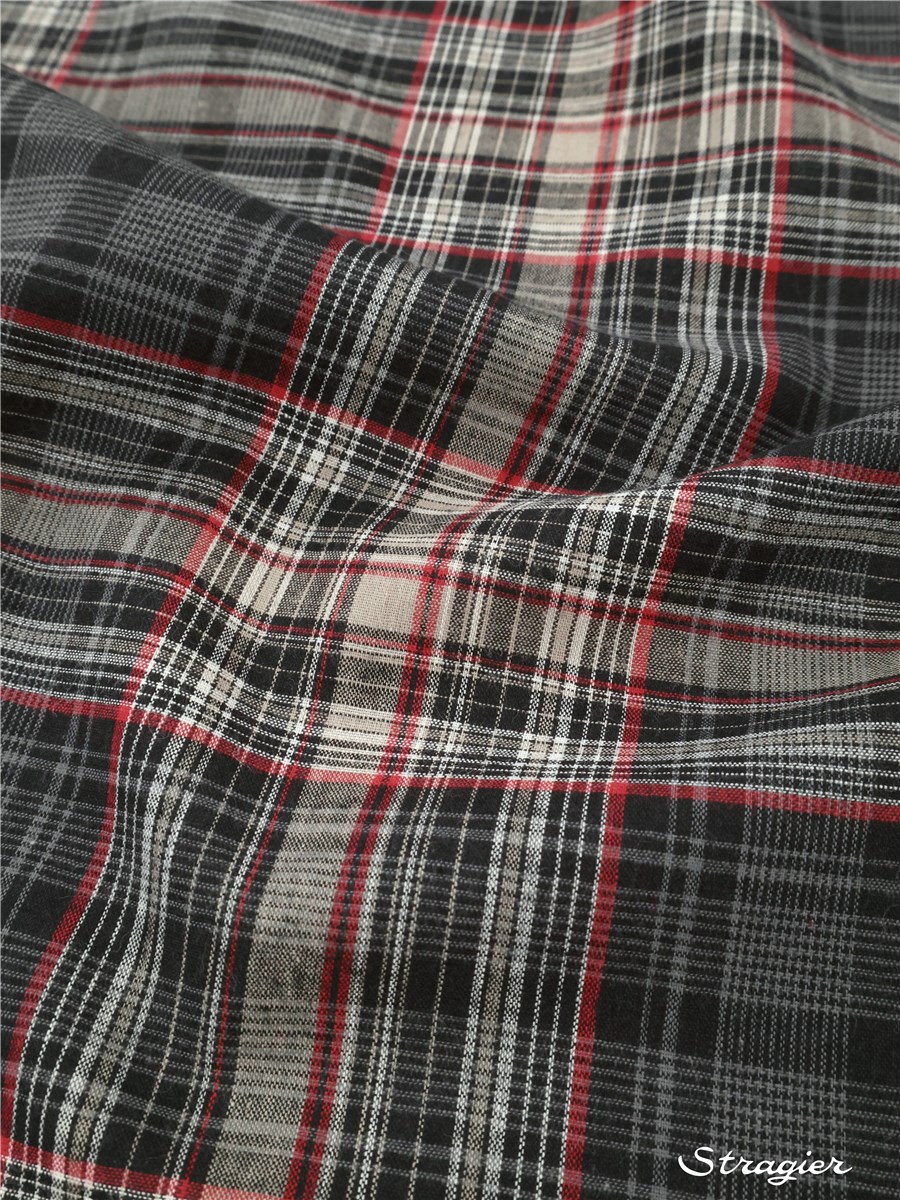 Pur Coton crépon - Tartan - Anthracite-Rubis 
