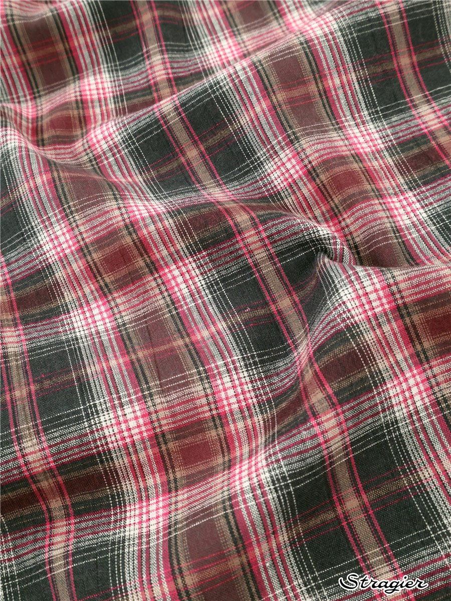 Pure Cotton - Krepon - Mini Tartan - Fuchsia-Anthracite