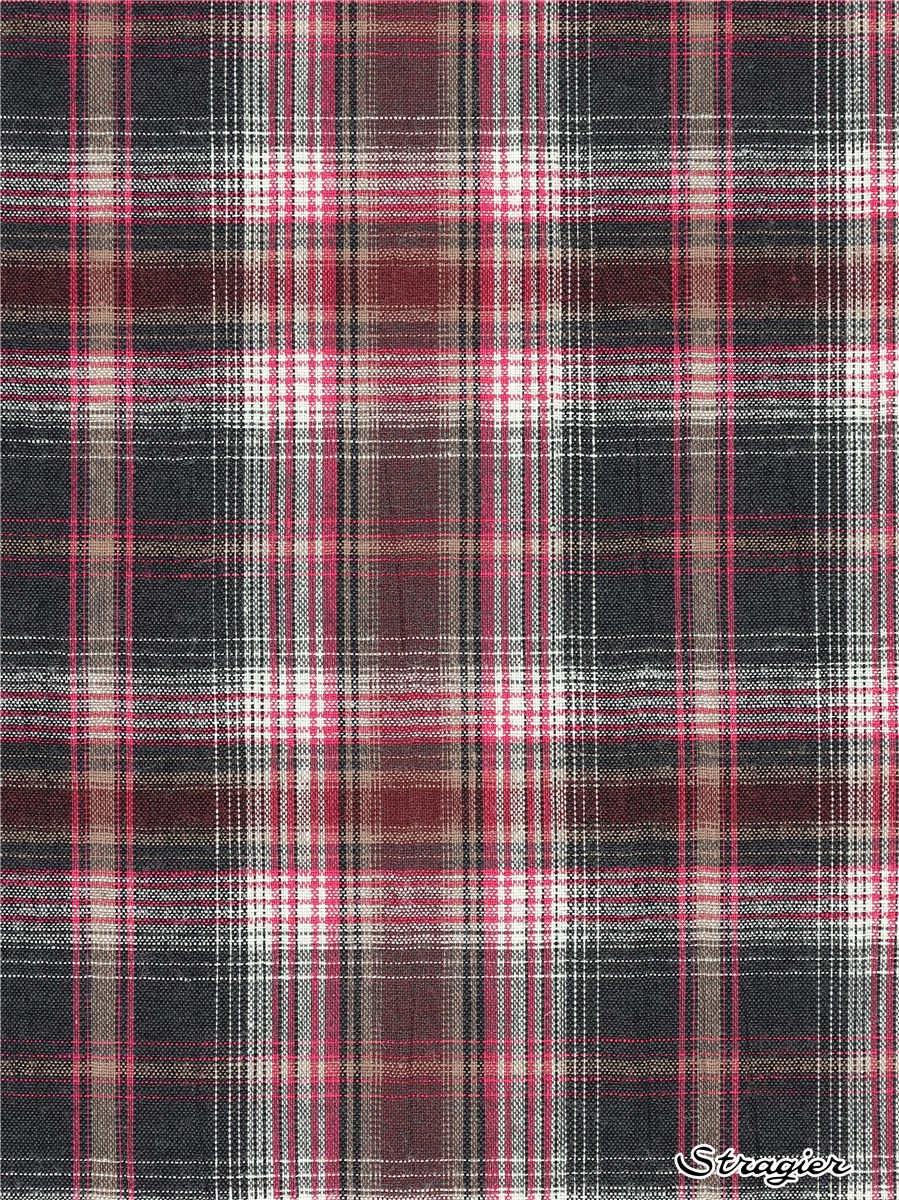 Pure Cotton - Krepon - Mini Tartan - Fuchsia-Anthracite