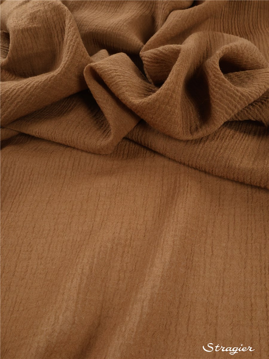 Etamine de Laine crépon - uni - Noisette