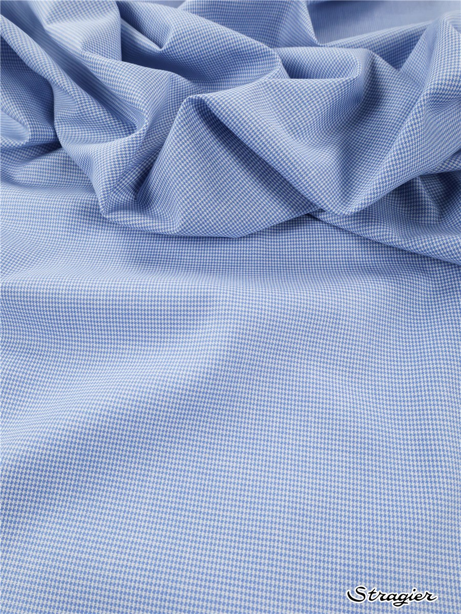 Poplin - mini pied de poule - Bleu Ciel