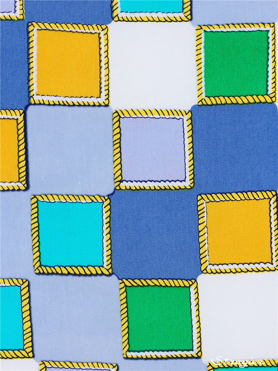 Satin de Coton Suisse - Riviera - Bleu & Emeraude- Défaut plis marqué - prix réduit