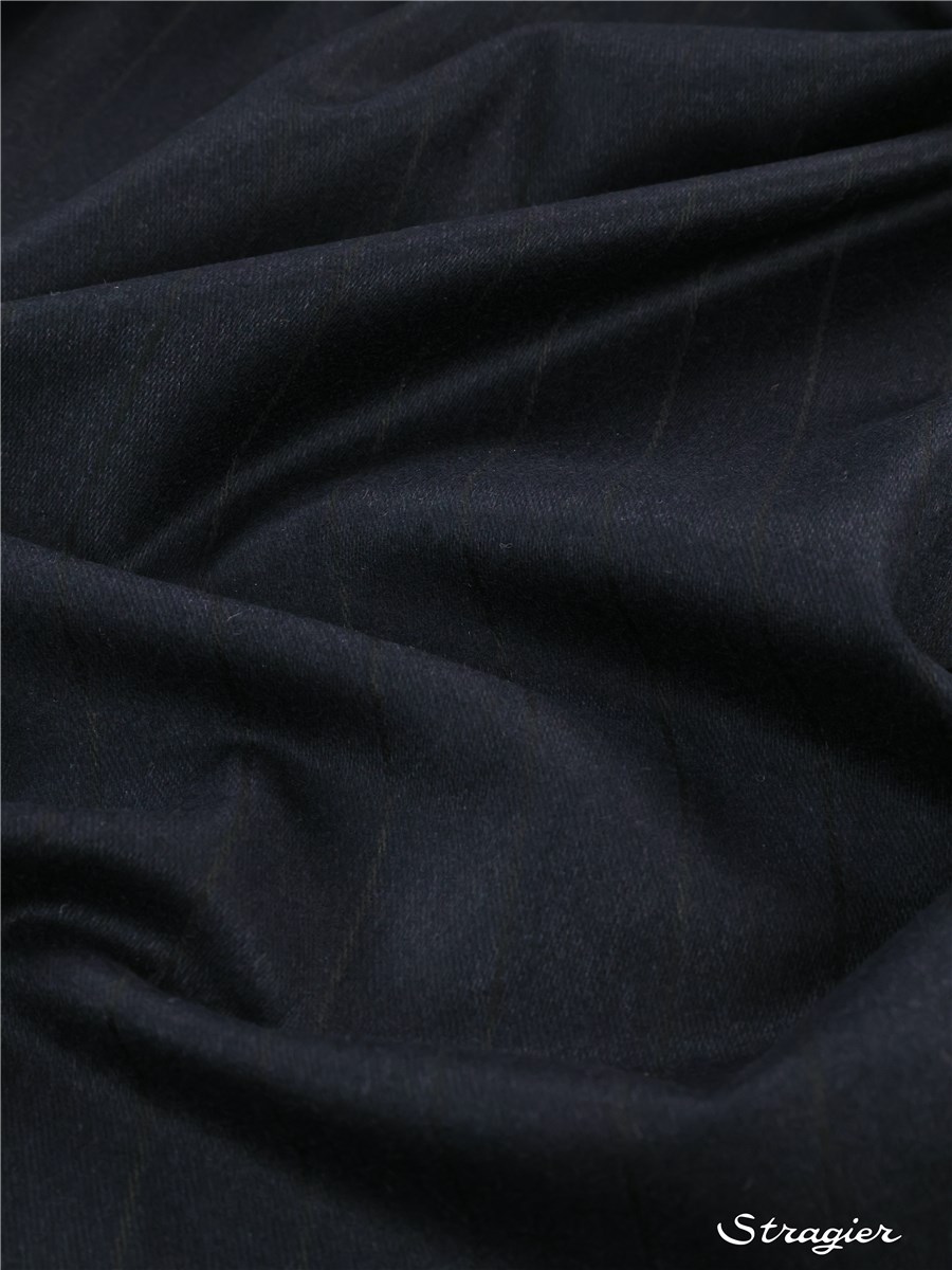 Wool Satin - heavy - Rayures 2mm-25mm - Marine foncé-rayures noires