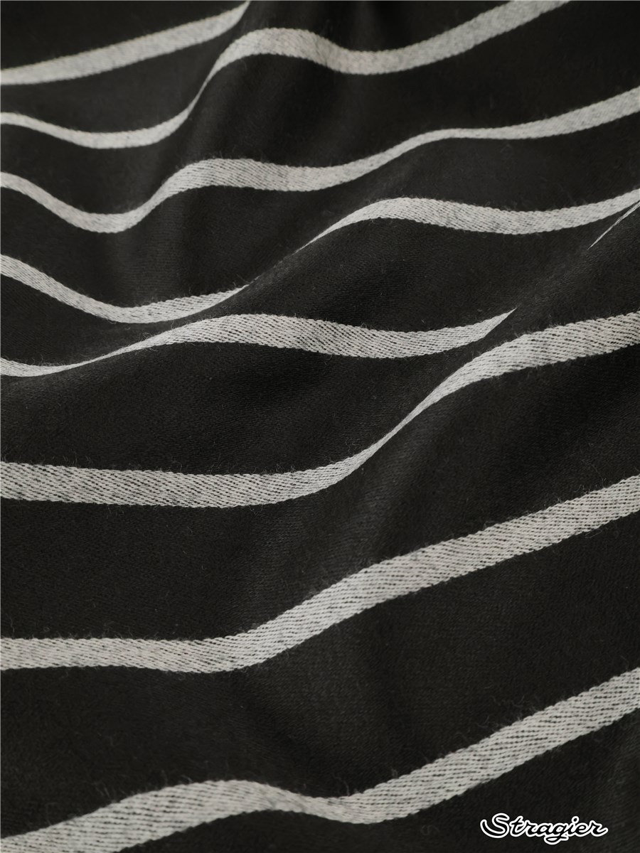 Satin de Laine - Rayures 7mm-26mm - Noir-Blanc 