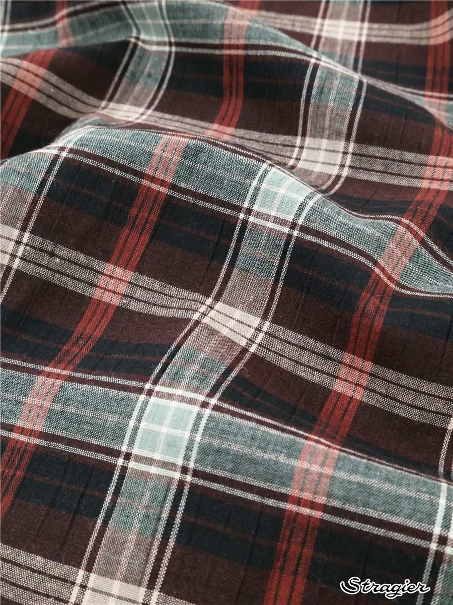 Pur Coton crépon - Tartan - Cacao 