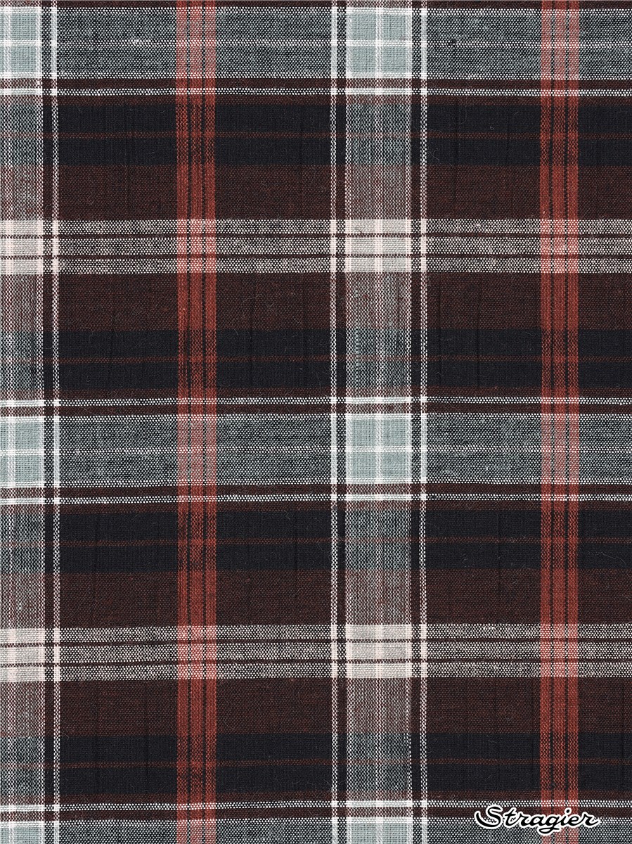 Pur Coton crépon - Tartan - Cacao