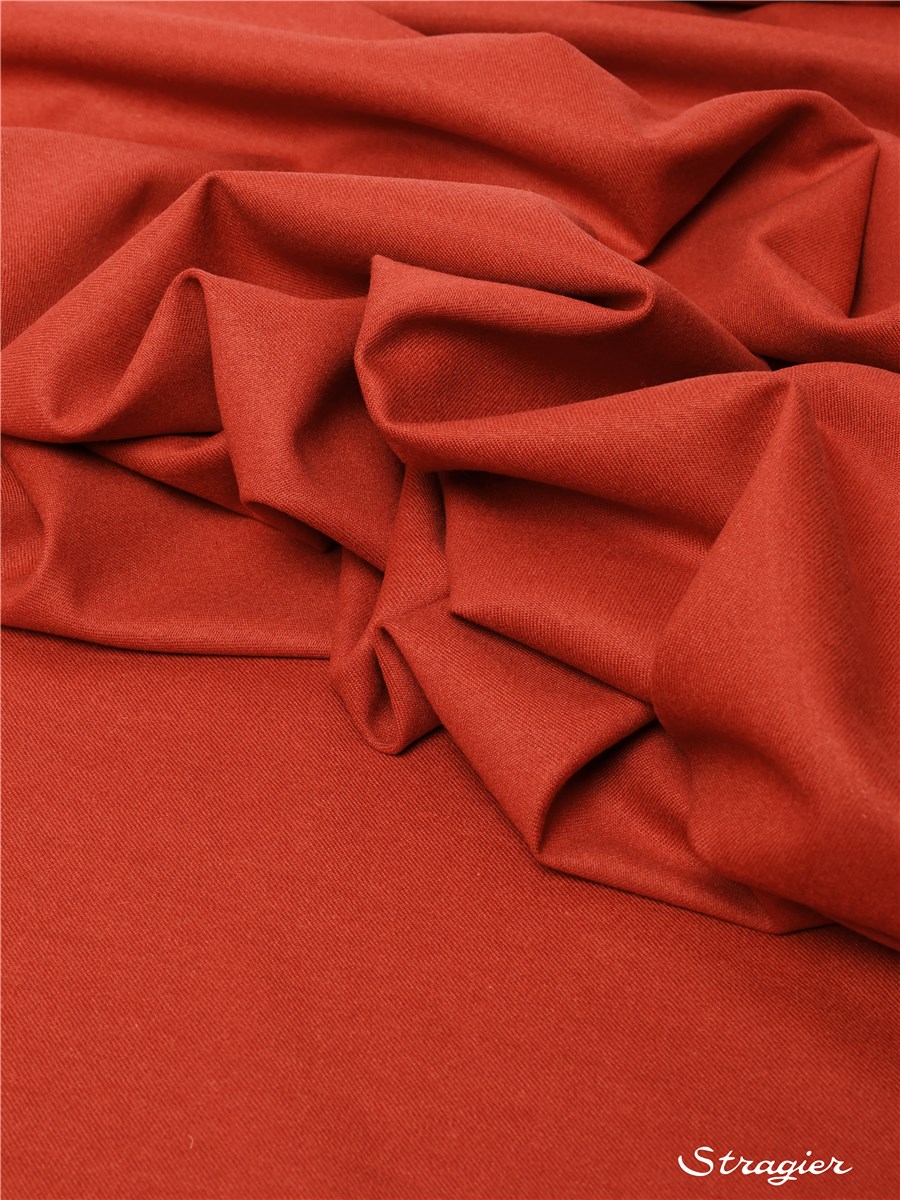 Gabardine de Laine Mélangée - Uni - Terracotta
