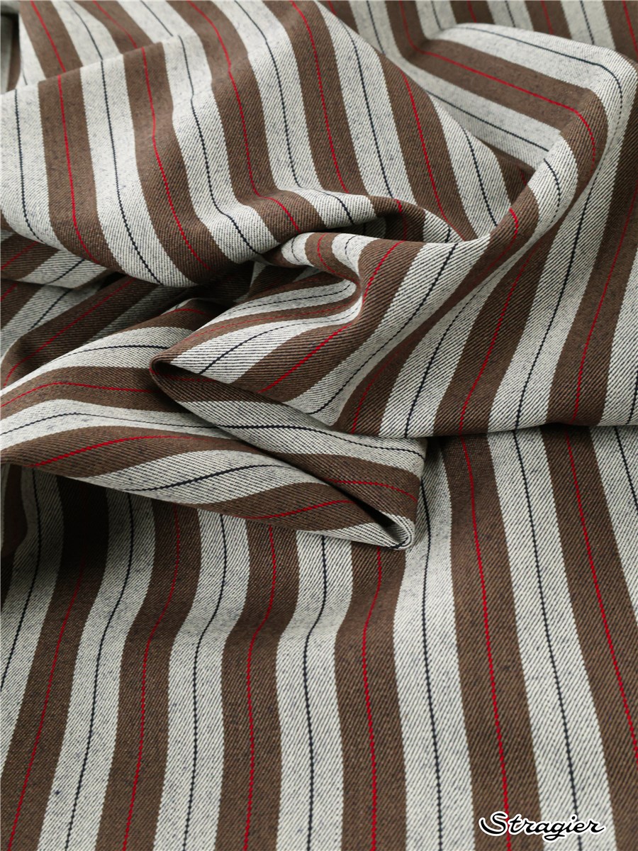 Pure Wool Gabardine - Rayures Club - Taupe-Gris perle-Marine