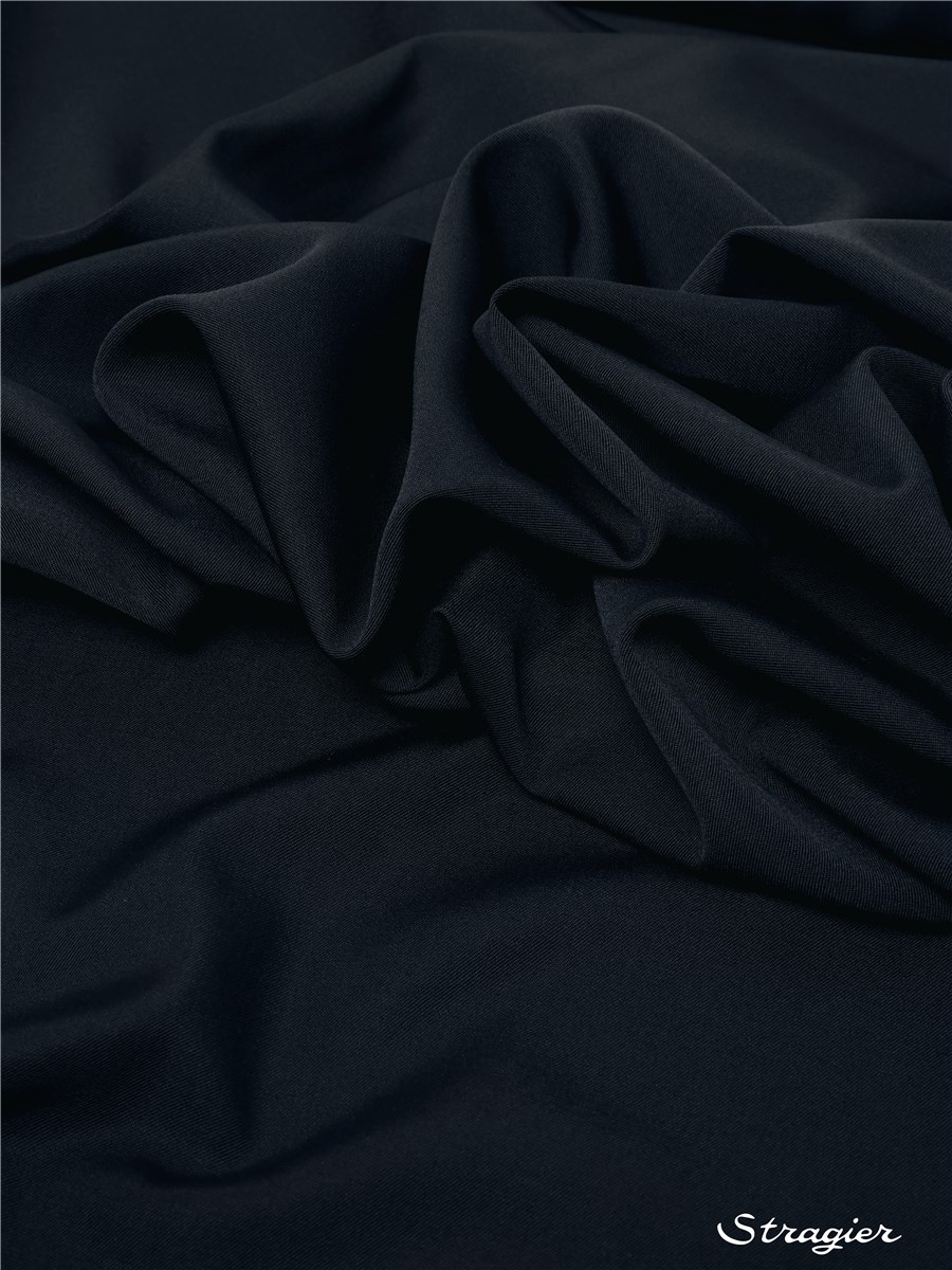 Wool Gabardine - blended - Plain - Bleu Nuit