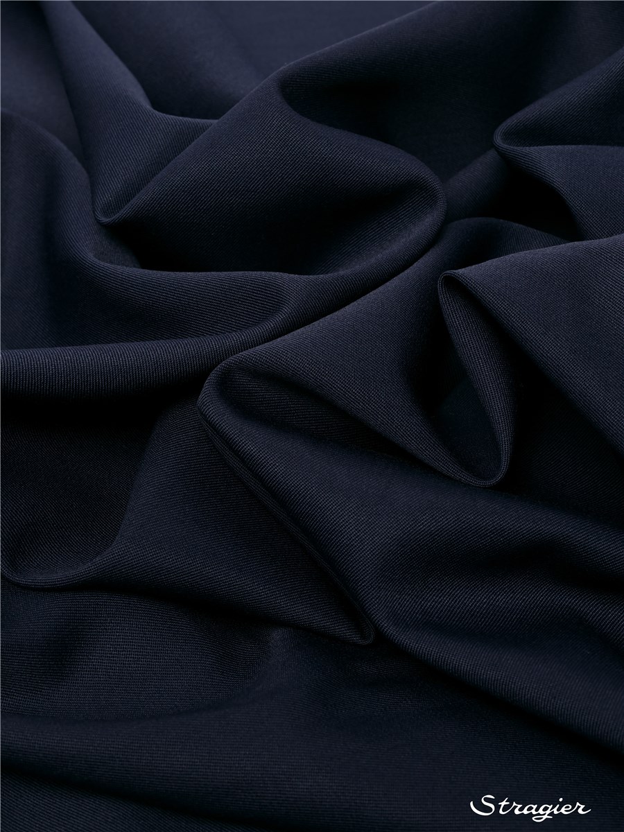 Gabardine de laine mélangée - Uni - Marine