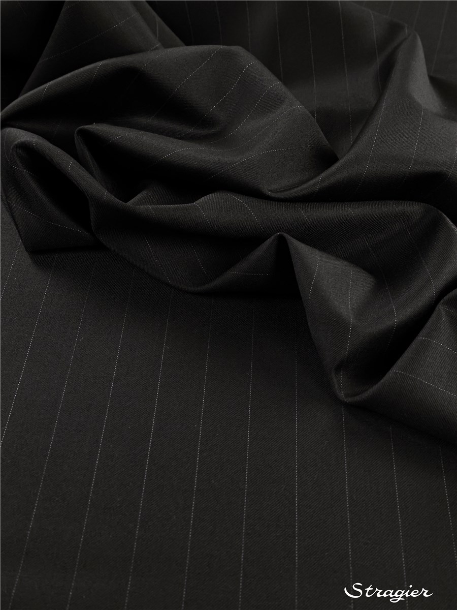super 120's Wool - Rayures ultra-fines 20mm - Noir-gris clair