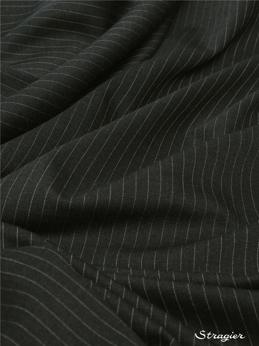 Fine Wool - Stretch - Rayures fines 8mm - Anthracite
