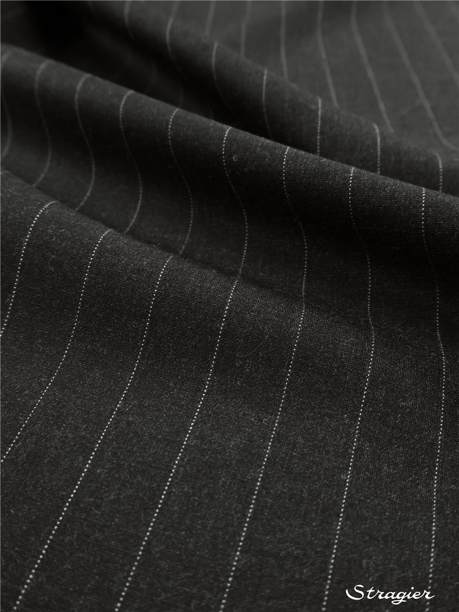 Fine Laine extensible - Rayures fines 16mm - Anthracite 