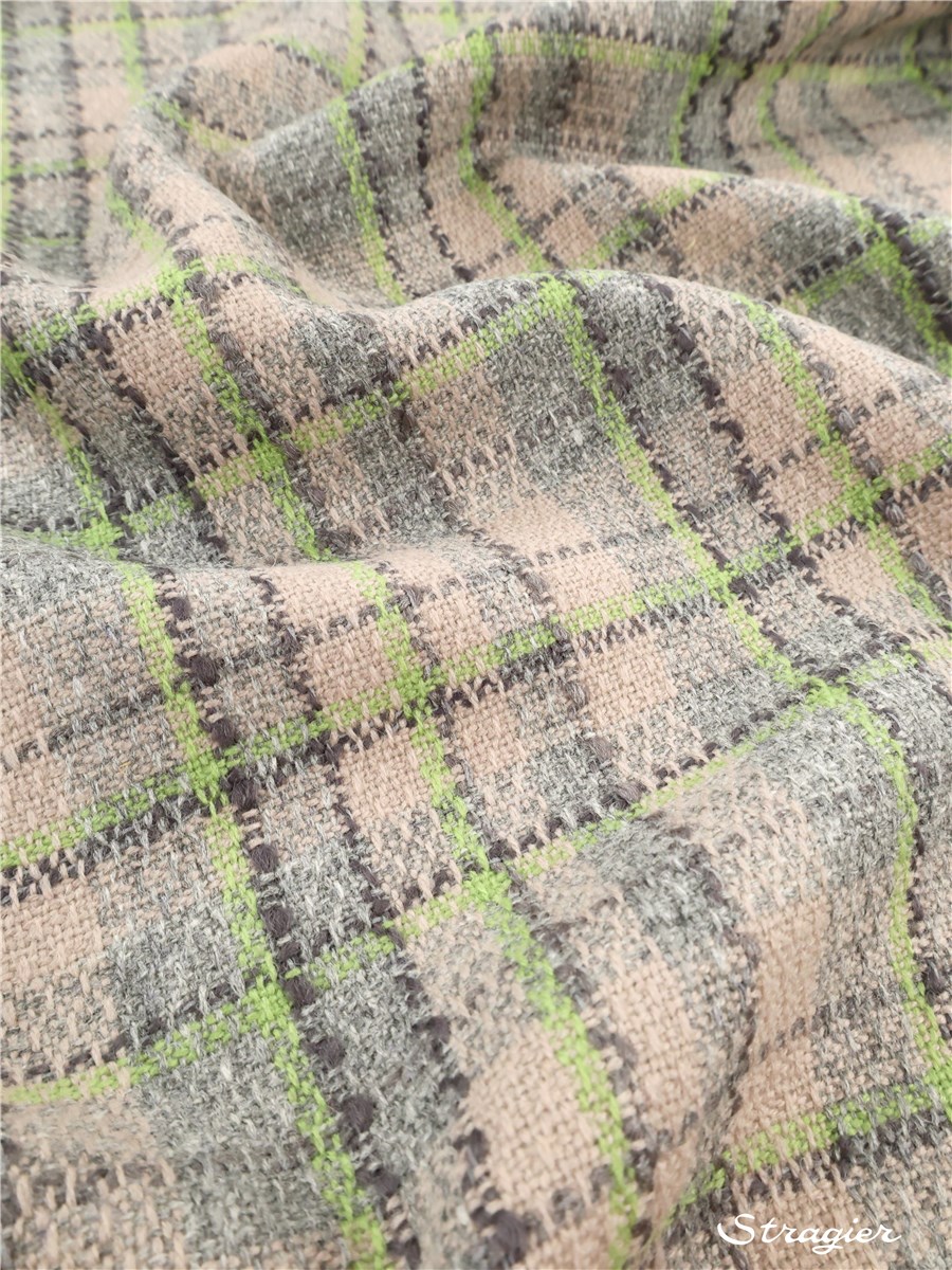 Tweed - Carreaux - Gris-vert Amande